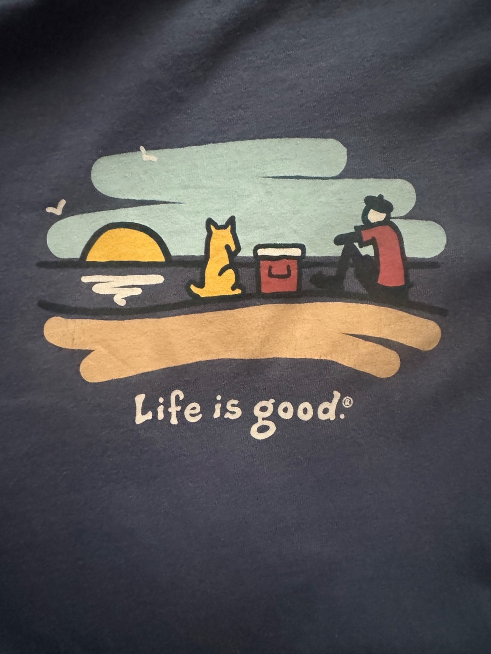 Life is Good Sunset Dog & Person Graphic Tee SZ XL